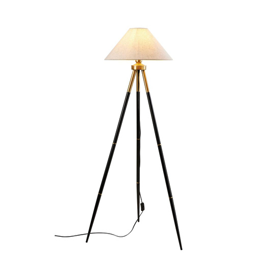 Apliqa Cosby Siyah-eskitme Kaplamalı Tripod Metal 3 Ayaklı Lambader