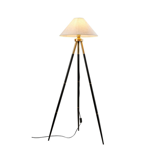 Apliqa Cosby Siyah-eskitme Kaplamalı Tripod Metal 3 Ayaklı Lambader