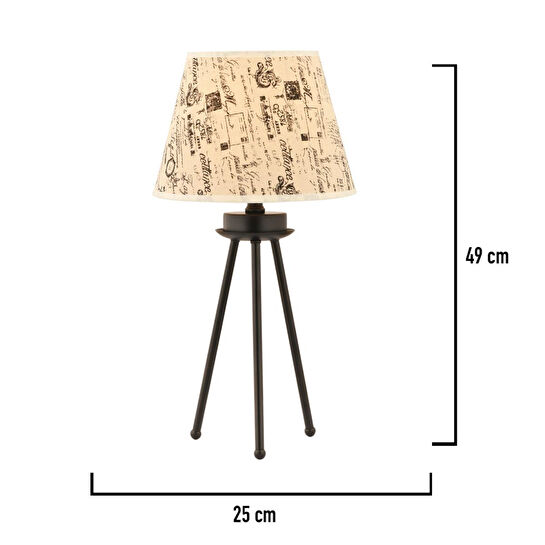 Apliqa Epona Desenli Şapkalı Siyah Modern Dekoratif Salon Abajur