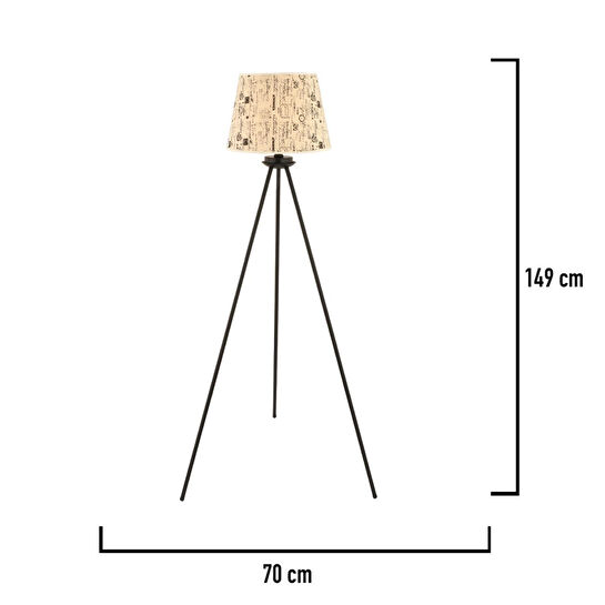 Apliqa Epona Desenli Şapkalı Siyah Modern Dekoratif Salon Lambader