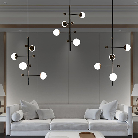 Apliqa Addo Siyah 3'lü 12 Watt Sıralı Modern Sarkıt Koridor, Yemek Masası Üstü, Salon Sarkıt Led Avize