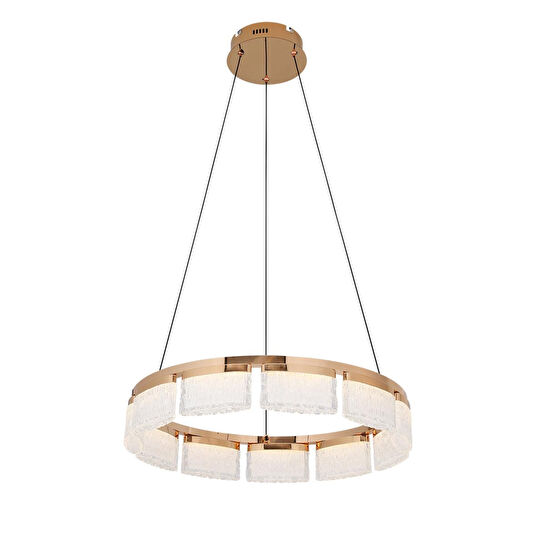 Apliqa Rosae 60'lık Gold Krisatal Yuvarlak Sarkıt Salon Led Avize