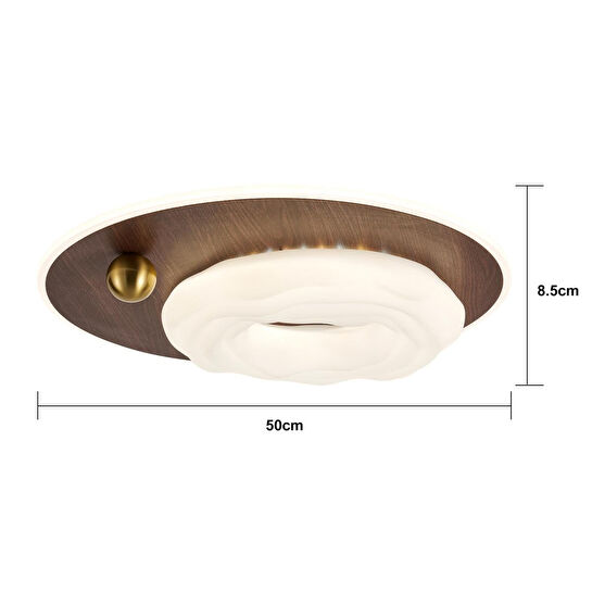 Apliqa Noirre Ahşap Detaylı Plafonyer Ledli Avize