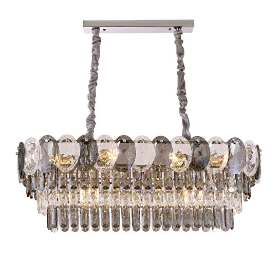 Apliqa Sento 80'lik Yemek Masası Üstü Sıralı Kristallli Avize