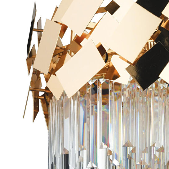 Apliqa Roshan 50'lik Yuvarlak Gold Kristal Taşlı Modern Oturma Odası Salon Sarkıt Avize