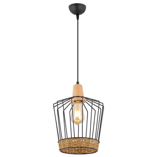 Apliqa Nairobi Tekli Siyah Telli Hasır Desenli Bohem Tarzı Yatak Odası, Koridor, Sarkıt Salon Avize