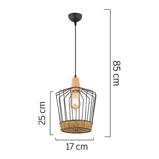 Apliqa Nairobi Tekli Siyah Telli Hasır Desenli Bohem Tarzı Yatak Odası, Koridor, Sarkıt Salon Avize