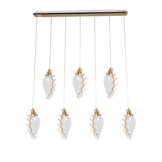 Apliqa Ardea 7'li Gold Sıralı Sarkıt Salon Led Avize