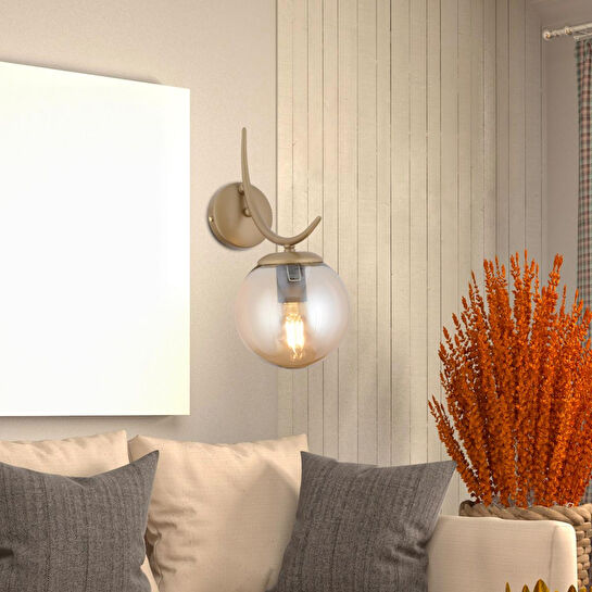 Apliqa Germaine Tekli Eskitme Bal Camlı Modern Yatak Başı, Salon Aplik