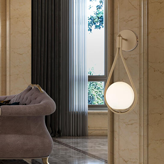 Apliqa Aplik Mirza Tekli Eskitme Beyaz Camlı Modern Duvar Aplik Yatak Başı Salon Aplik