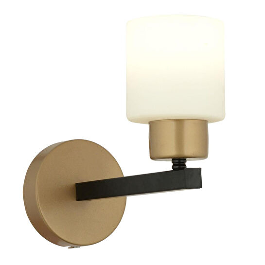 Apliqa Jade Eskitme Siyah Boyalı Beyaz Camlı Duvar Lambası Yatak Odası-banyo-yatak Başı Aplik