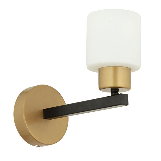 Apliqa Jade Eskitme Siyah Boyalı Beyaz Camlı Duvar Lambası Yatak Odası-banyo-yatak Başı Aplik