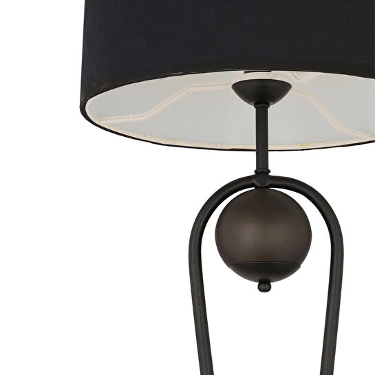 Apliqa Letta Siyah Şapkalı Siyah Modern Tasarım Ayaklı Abajur Lamba Metal Lambader