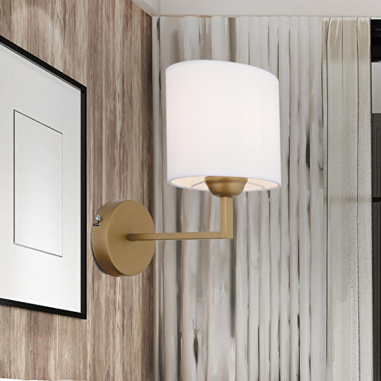 Apliqa Zadie Tekli Beyaz Şapkalı Eskitme Duvar Lambası Yatak Odası-yatak Başı-banyo Için Modern Aplik