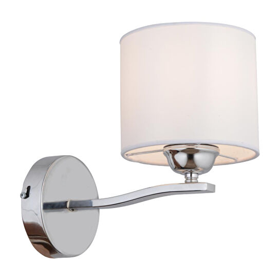 Apliqa Keria Tekli Beyaz Şapkalı Krom Duvar Lambası Yatak Odası-yatak Başı-banyo Için Modern Aplik