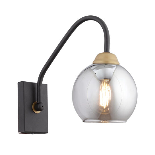 Apliqa Ulrika Tekli Siyah Eskitme Füme Camlı Modern ,yatak Başı,yatak Odası Salon Aplik