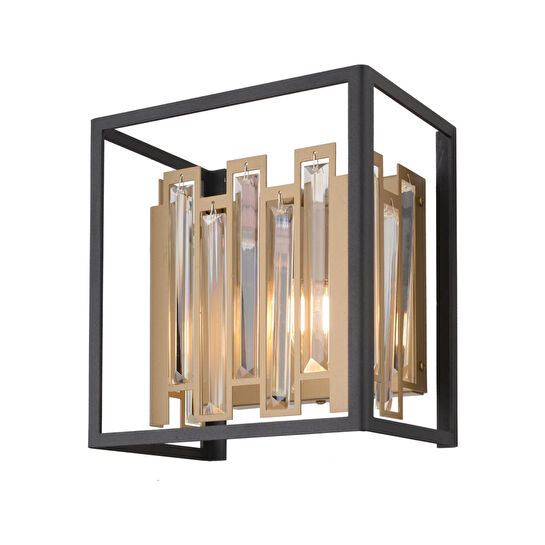 Apliqa Adran Siyah Eskitme Kristal Taşlı Duvar Lambası Yatak Odası-yatak Başı-salon Için Aplik