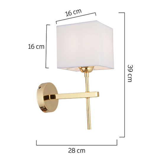 Apliqa Rory Tekli Beyaz Şapkalı Gold Duvar Lambası Yatak Odası-yatak Başı-banyo Için Modern Aplik