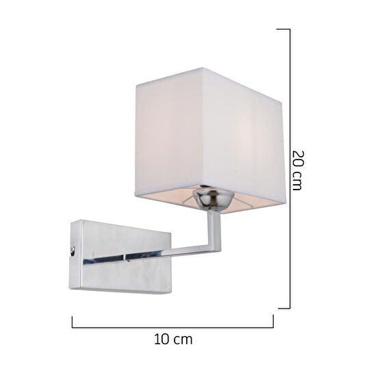 Apliqa Rylee Tekli Beyaz Şapkalı Krom Duvar Lambası Yatak Odası-yatak Başı-banyo Için Modern Aplik