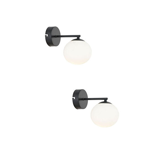 Apliqa Elvin Siyah 2'li Aplik Seti Yatak Odası-yatak Başı,cafe,restoran Için Duvar Lambası