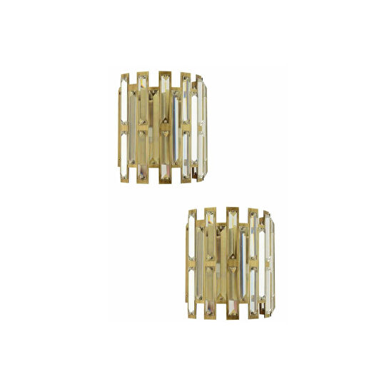 Apliqa Gallıano Eskitme 2'li Aplik Seti Kristal Taşlı Modern Yatak Odası-yatak Başı Duvar Lambası