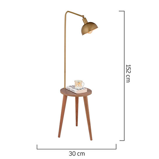 Apliqa Magic Eskitme Başlıklı Ahşap Sehpalı Modern Ayaklı Abajur Lamba ahşap lambader