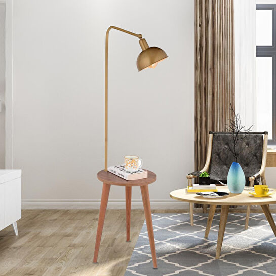 Apliqa Magic Eskitme Başlıklı Ahşap Sehpalı Modern Ayaklı Abajur Lamba ahşap lambader