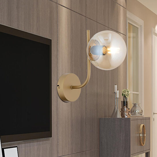 Apliqa Lowel Tekli Eskitme Bal Camlı Modern Yatak Başı Salon Aplik