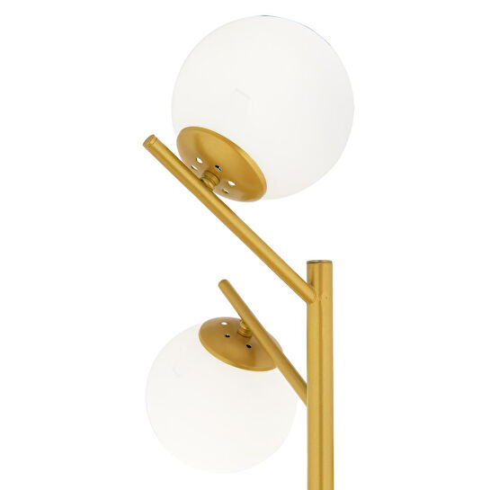 Apliqa Renji 3lü Gold Boyalı Beyaz Camlı Modern Tasarım Metal Lambader