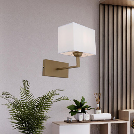 Apliqa Rylee Tekli Beyaz Şapkalı Eskitme Duvar Lambası Yatak Odası-yatak Başı-banyo Için Modern Aplik