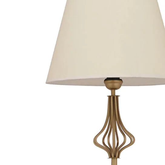 Apliqa Josefa Beyaz Şapkalı Eskitme Modern Tasarım Ayaklı Abajur Lamba Metal Lambader