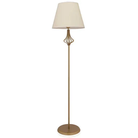 Apliqa Josefa Beyaz Şapkalı Eskitme Modern Tasarım Ayaklı Abajur Lamba Metal Lambader