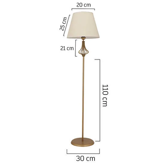 Apliqa Josefa Beyaz Şapkalı Eskitme Modern Tasarım Ayaklı Abajur Lamba Metal Lambader