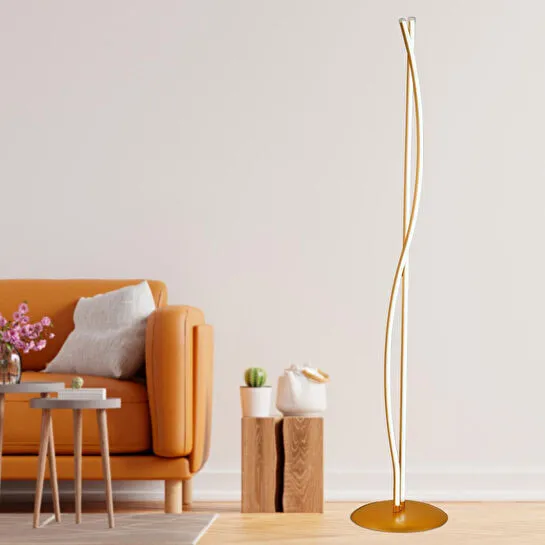 Apliqa Palmiro Gold 64 Watt Modern Tasarım Salon Ledli Metal Lambader