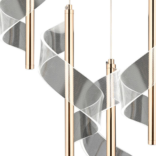 Apliqa Jadon 5'li Sıralı 3 Renkli 40 Watt Gold Kristal Ledli Modern Oturma Odası Salon Sarkıt Avize