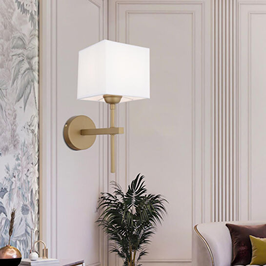 Apliqa Rory Tekli Beyaz Şapkalı Eskitme Duvar Lambası Yatak Odası-yatak Başı-banyo Için Modern Aplik