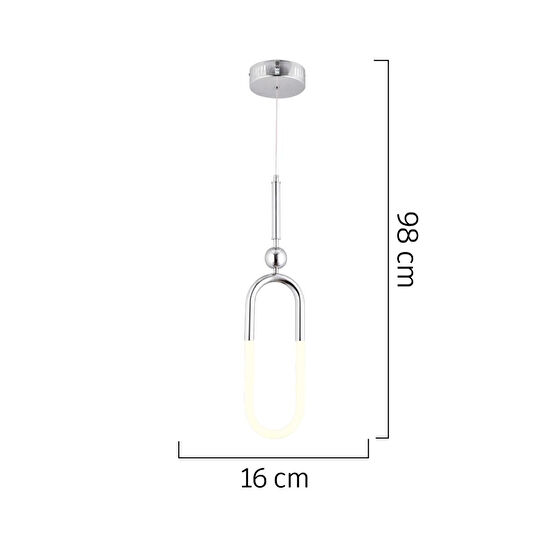 Apliqa Thisted Tekli Krom Ledli 13 Watt Modern Koridor, Yatak Odası Salon Sarkıt Led Avize