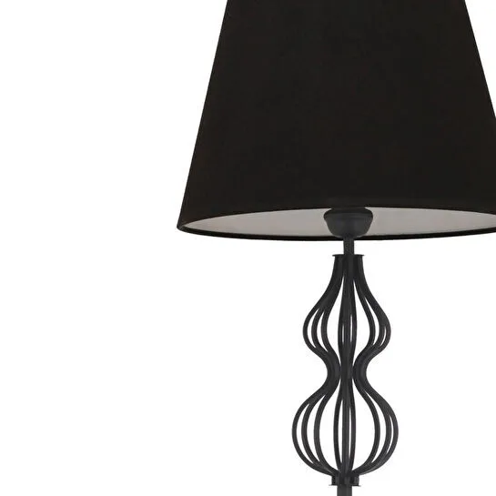 Apliqa Vance Siyah Şapkalı Siyah Modern Tasarım Ayaklı Abajur Lamba Metal Lambader