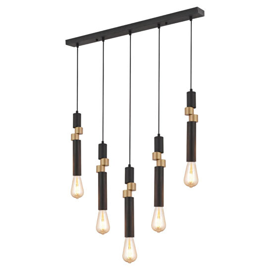 Apliqa Barnaby 5'li Sıralı Siyah Eskitme Sarkıt Modern Genç Odası Mutfak Salon Sarkıt Avize