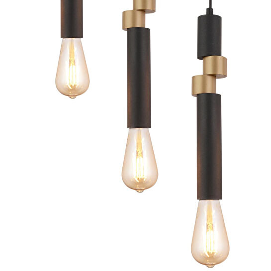 Apliqa Barnaby 5'li Sıralı Siyah Eskitme Sarkıt Modern Genç Odası Mutfak Salon Sarkıt Avize