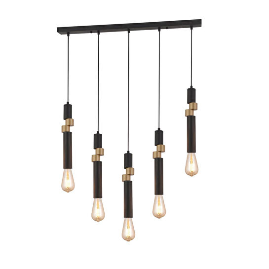 Apliqa Barnaby 5'li Sıralı Siyah Eskitme Sarkıt Modern Genç Odası Mutfak Salon Sarkıt Avize