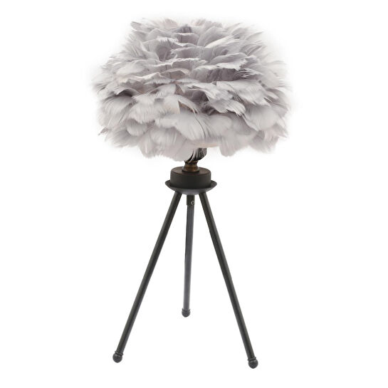 Apliqa Beli̇nay Si̇yah Tüylü Abajur Masa Lambası Modern Tasarım -yatak Odası-salon Abajur