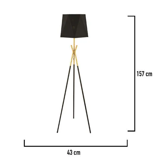 Apliqa Akasya Tripot Ayaklı Siyah Eskitme Dekoratif Salon Lambader