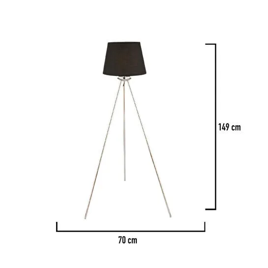 Apliqa Epona Siyah Şapkalı Krom Modern Dekoratif Salon Lambader