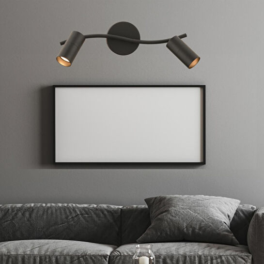 Apliqa Dusan Siyah 2li Modern Duvar Lambası Spot Aplik
