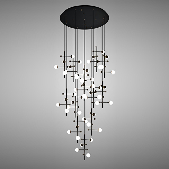 Apliqa Addo Siyah 13'lü 52 Watt Yuvarlak Modern Sarkıt Koridor, Salon Sarkıt Led Avize