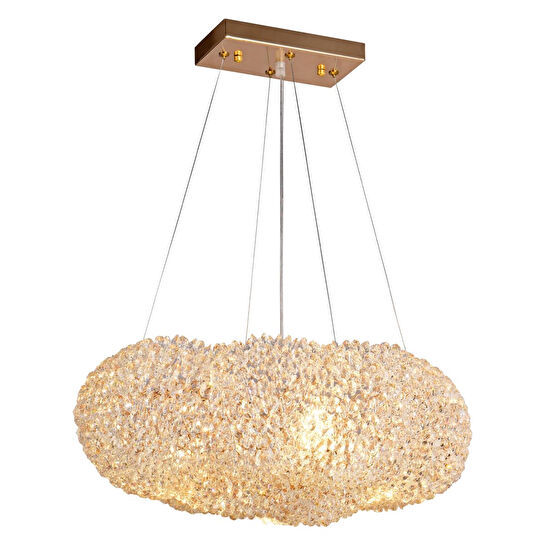 Apliqa Pansy 50 Lik Bulut Gold Kaplamalı Modern Tasarım Salon Kristal Sarkıt Avize