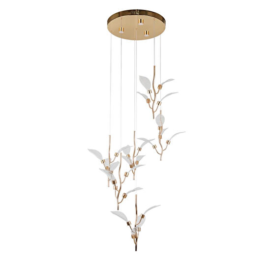 Apliqa Liria 6'lı Gold Yaprak Desenli Sarkıt Led Avize