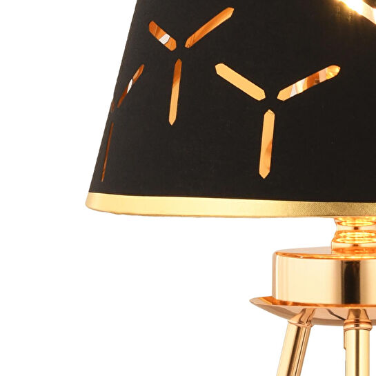 Apliqa Epona Siyah Desenli Şapkalı Gold Modern Dekoratif Salon Abajur