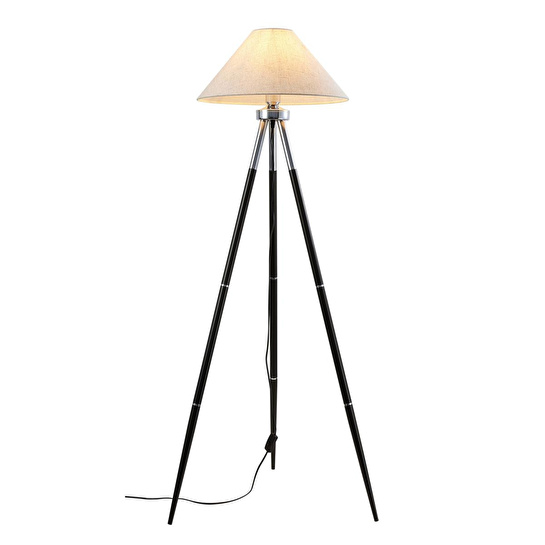 Apliqa Cosby Siyah-krom Kaplamalı Tripod Metal 3 Ayaklı Lambader